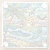 熱帯ビーチステンドグラス美術 ガラスコースター (裏面)