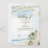 熱帯ビーチタイポグラフィ目的地の結婚式 招待状 (正面)