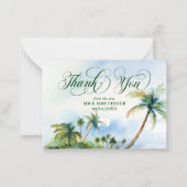 熱帯ビーチタイポグラフィ結婚サンキューカード ノートカード (正面)