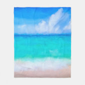 熱帯ビーチターコイズブルーホワイトウォーター色 フリースブランケット (正面)