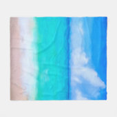 熱帯ビーチターコイズブルーホワイトウォーター色 フリースブランケット (正面(横))