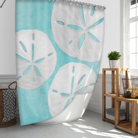 熱帯ビーチターコイズホワイトサンドドルコースト シャワーカーテン