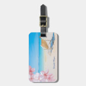 熱帯ビーチチェアサンドハワイアン花 ラゲッジタグ (正面縦)