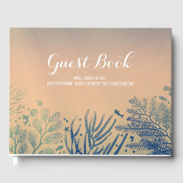 熱帯ビーチティール(緑がかった色)結婚の水中 ゲストブック