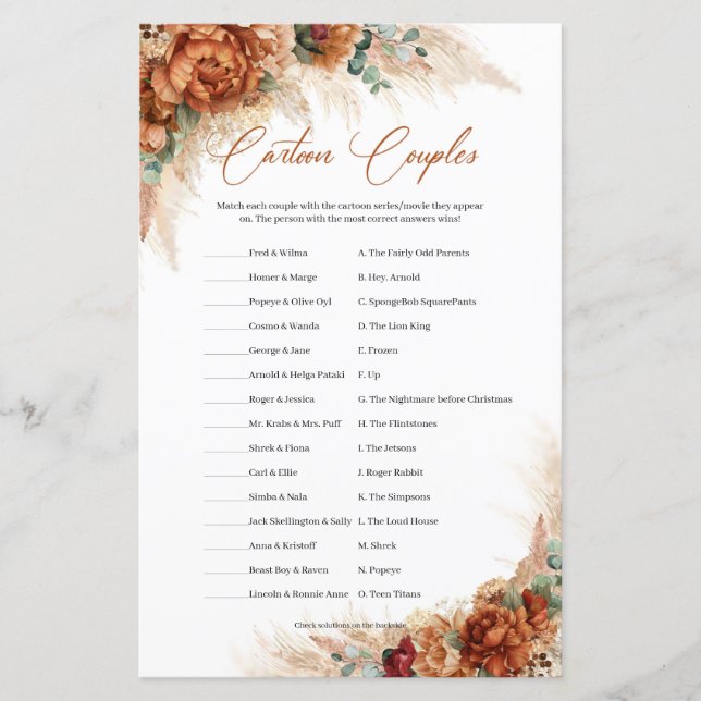 熱帯ビーチテラコッタパンパスカートゥーンカップル (正面)