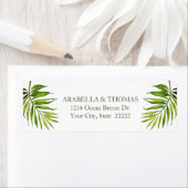 熱帯ビーチトワイライト | Palm Leaf差出人住所 ラベル (インサイチュ)