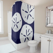 熱帯ビーチネイビーブルーホワイトサンドドルコースト シャワーカーテン (インサイチュ)