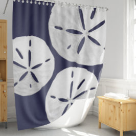 熱帯ビーチネイビーブルーホワイトサンドドルコースト シャワーカーテン