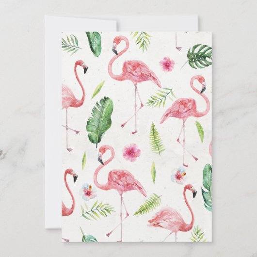 熱帯ビーチハイビスカスとフラミンゴがデートを守る 招待状 (裏面)