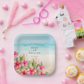 熱帯ビーチハイビスカス紙プレート ペーパープレート (パーティー)