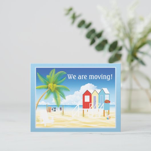 熱帯ビーチハッツの住所の変更 案内ポストカード (スタンド正面)