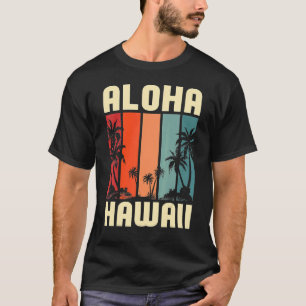 熱帯ビーチハワイアンサマーパームツリーズアロハハ Tシャツ