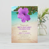 熱帯ビーチハワイアンテーマ100誕生日 招待状 (スタンド正面)