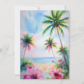 熱帯ビーチハワイアンハイビスカス結婚ズ 招待状 (裏面)