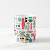 熱帯ビーチハワイアンパイナップルメレカリキマカ コーヒーマグカップ (中央)