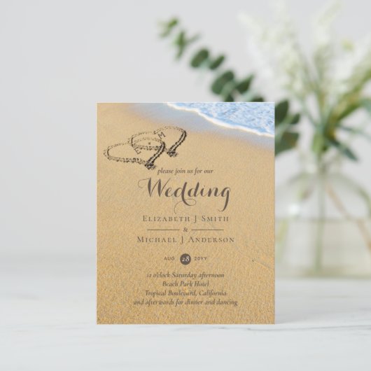 熱帯ビーチハートイン砂イニシャル結婚ズのInv (スタンド正面)