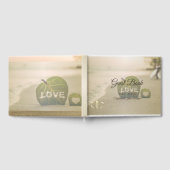 熱帯ビーチハート結婚、カップル ゲストブック (全面)