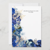 熱帯ビーチバタフライブルー結婚オレンジ 招待状 (裏面)