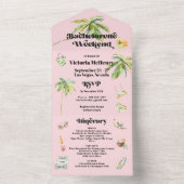 熱帯ビーチバチェロレッテ週末の日程 オールインワン招待状 (内側)