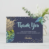 熱帯ビーチパイナップルネイビーブルーサンキューカード サンキューカード (スタンド正面)