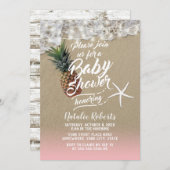 熱帯ビーチパイナップル&ヒトデ赤ちゃんシャワー 招待状 (正面/裏面)