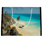 熱帯ビーチパラダイスウィズパームツリーズ ラージペーパーバッグ (正面)