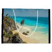 熱帯ビーチパラダイスウィズパームツリーズ ラージペーパーバッグ (裏面)