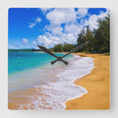 熱帯ビーチパラダイス、ハワイ スクエア壁時計 (正面)