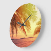 熱帯ビーチパラダイス:穏やかな風景。 ラージ壁時計 (傾斜)