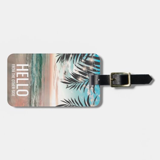 熱帯ビーチパーソナライズされたおもしろい旅行 ラゲッジタグ (正面横)
