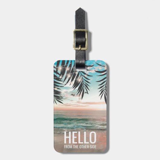 熱帯ビーチパーソナライズされたおもしろい旅行 ラゲッジタグ (正面縦)