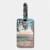 熱帯ビーチパーソナライズされたおもしろい旅行 ラゲッジタグ (裏面縦)