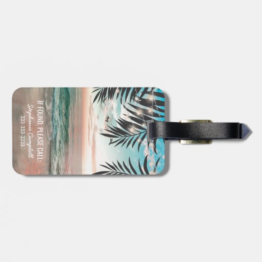 熱帯ビーチパーソナライズされたおもしろい旅行 ラゲッジタグ (裏面横)