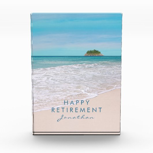 熱帯ビーチパーソナライズされた退職 フォトブロック (正面)