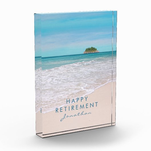 熱帯ビーチパーソナライズされた退職 フォトブロック (左)