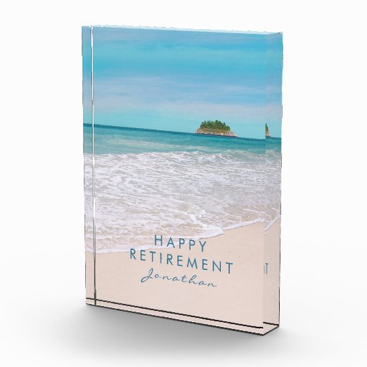 熱帯ビーチパーソナライズされた退職 フォトブロック (右)