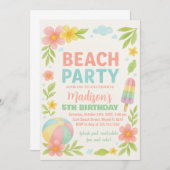 熱帯ビーチパーティー誕生日招待状&デコール 招待状 (正面/裏面)
