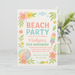 熱帯ビーチパーティー誕生日招待状&デコール 招待状