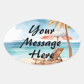熱帯ビーチパーティー 楕円形シール (正面)
