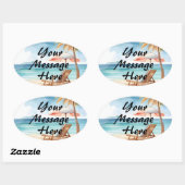 熱帯ビーチパーティー 楕円形シール (シート)