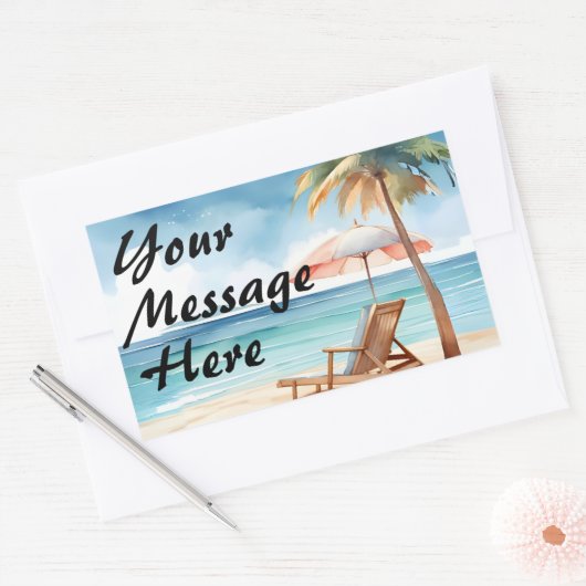 熱帯ビーチパーティー 長方形シール (封筒)