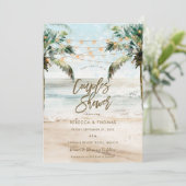 熱帯ビーチパームズカップルのシャワー招待 招待状 (スタンド正面)