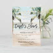 熱帯ビーチパームズカップルのシャワー招待 招待状 (スタンド正面)