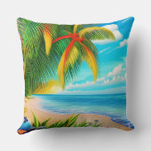 熱帯ビーチパームツリーシーン クッション (裏面)