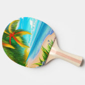 熱帯ビーチパームツリーシーン 卓球ラケット (横)