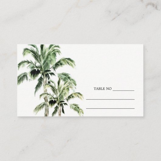 熱帯ビーチパームツリーズウォーター結婚カラーズプレイス プレイスカード (裏面)
