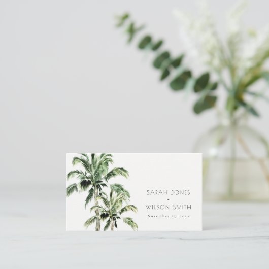 熱帯ビーチパームツリーズウォーター結婚カラーズプレイス プレイスカード (スタンド正面)