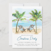 熱帯ビーチパームツリーズクリスマスパーティー 招待状 (正面)