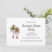 熱帯ビーチパームツリーズサマースイムパーティー 招待状 (スタンド正面)