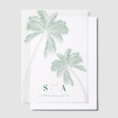 熱帯ビーチパームツリーズミニマリストグリーン ベラム紙招待状 (オフセット)